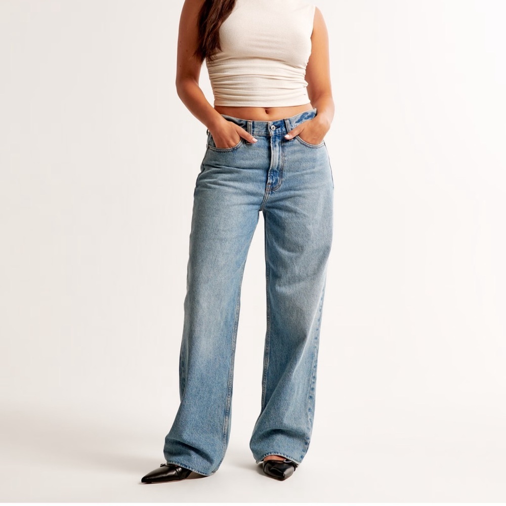 Wide Leg Light Blue Women's Jeans - Flare & Wide Leg